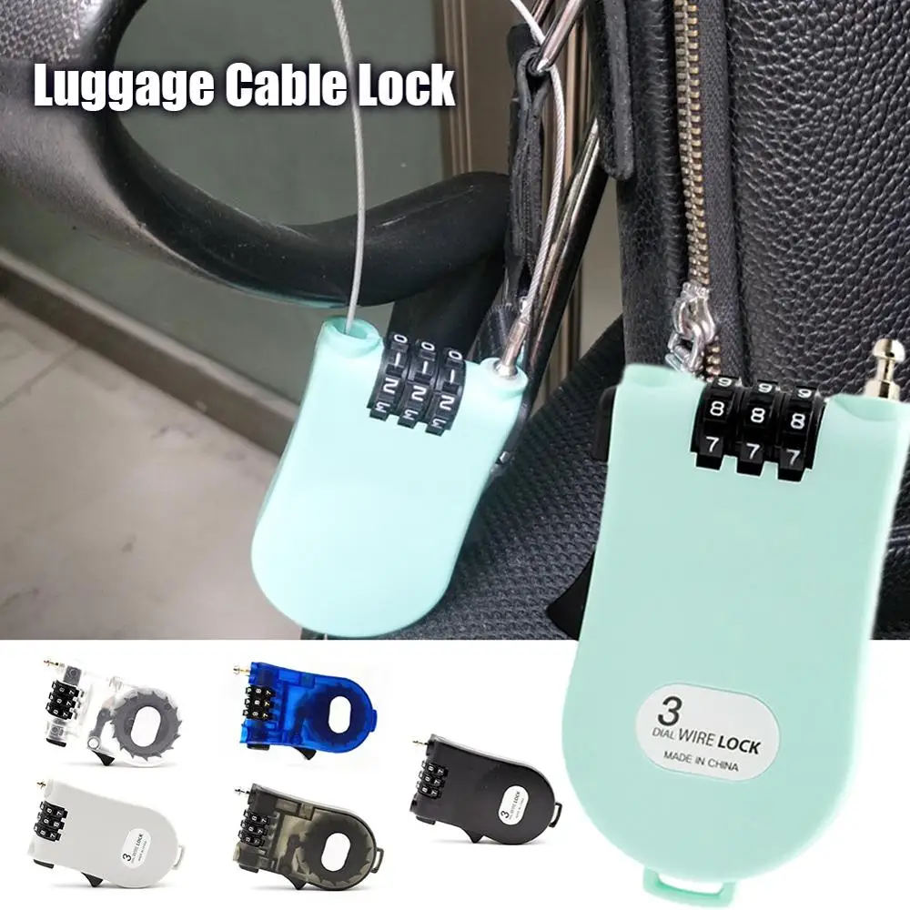 Retractable Mini Luggage Cable Lock 3 Digit Password Combination Bicycle Travel Padlock with 40 Inches Steel Wire for Bike | Безопасность