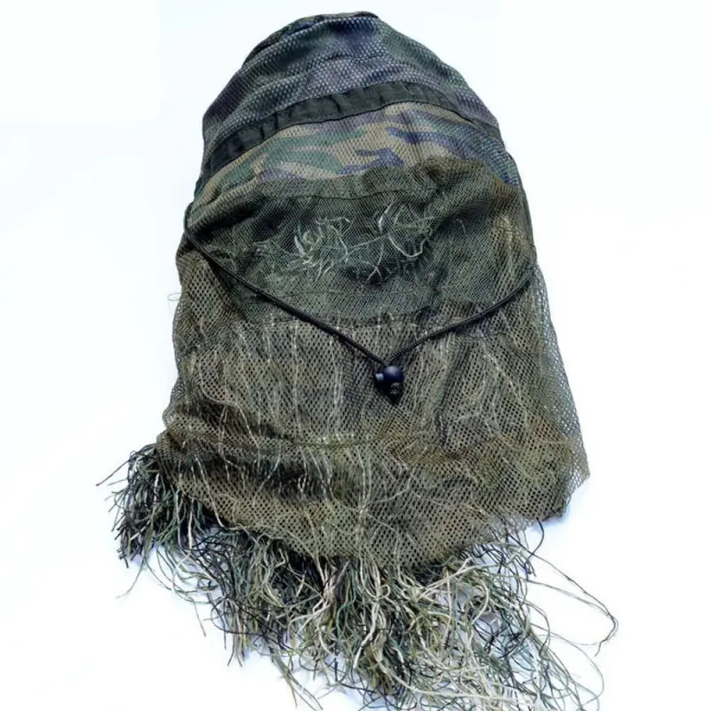Охотничья маска на все лицо Тип Травы Ghillie капюшон Камуфляж дышащий Регулируемый легкий вуаль капюшон крышка с обертыванием веревка