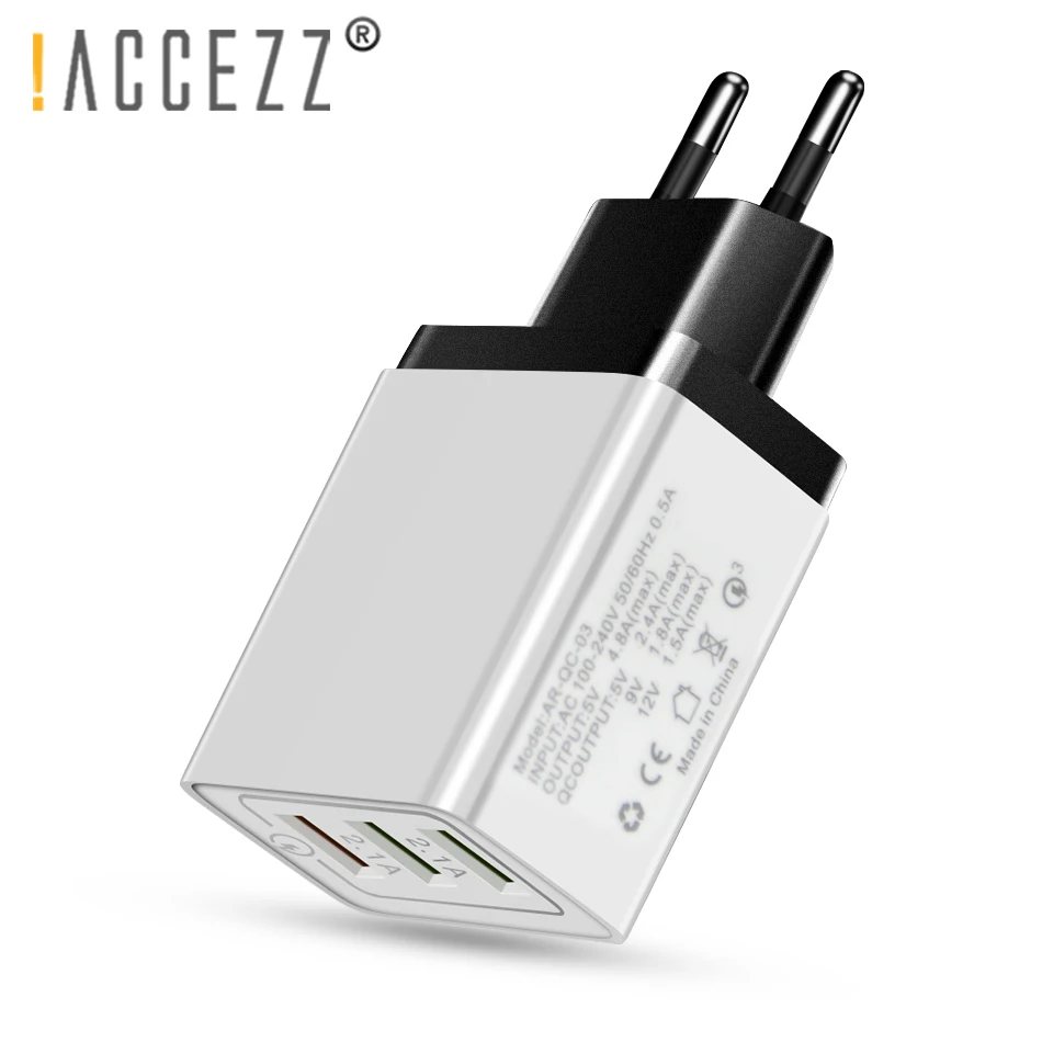 ! ACCEZZ 18 Вт Универсальный 3USB Quick Charge 3 0 для iPhone X 7 8 Samsung Xiaomi Huawei EU Plug мобильный телефон