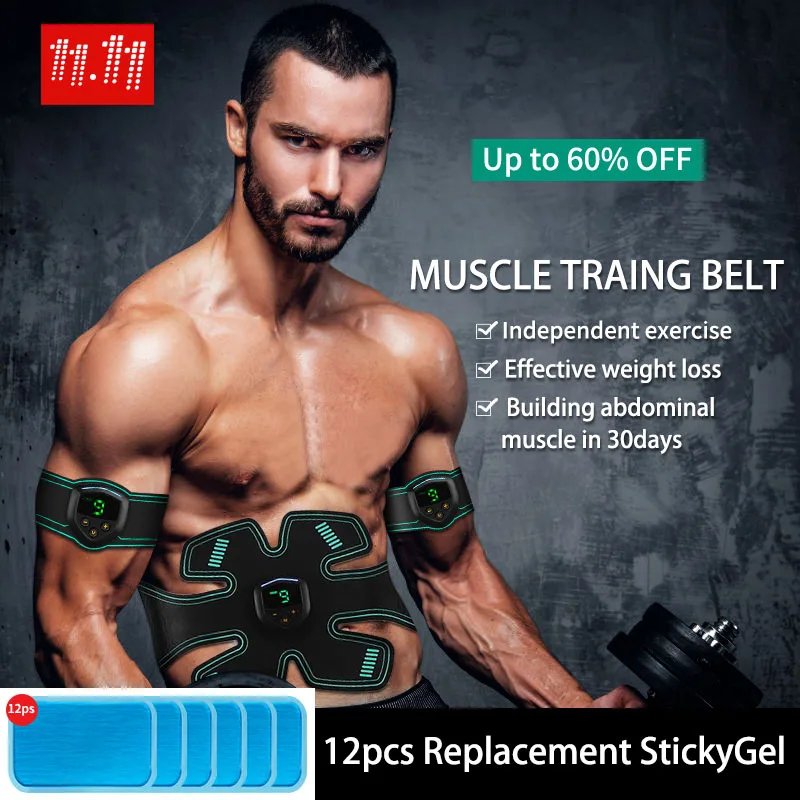 

Rechargeable Muscle Trainer Electronic Muscles Stimulator Professional Waist Arm Abdomen Exerciser EMS Muscle Training Belt