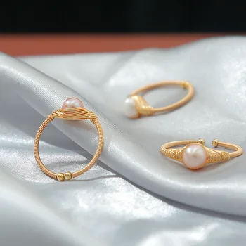 

Wholesale Natural Fresh Water Baroque Big Pearl Rings For Women Wedding Gift Handmade Personality Ring Fine Jewellery