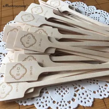 

100pcs Cocktail Drink Stirrers Customized Wedding Event Birthday Party Favors Monogram wood stirrers Cupcake Picks Bar Accessory