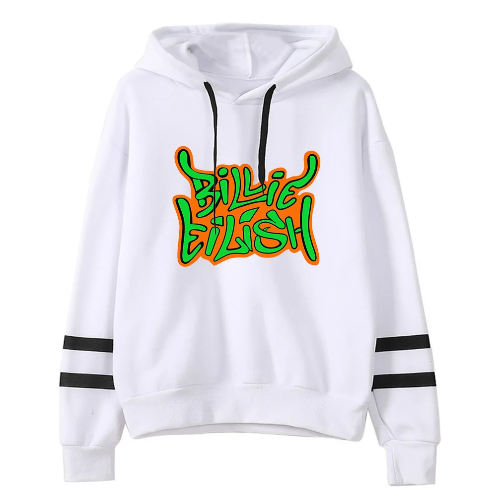 White with Fleece UIDEAZONE Billie Eilish женские толстовки с принтом вентиляторы Повседневный однотонный длинный рукав свитер для женщин, пуловер с капюшоном Sudadera Mujer - Цвет: White with Fleece