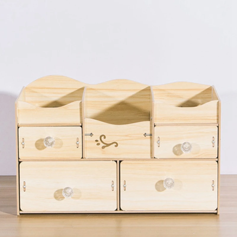 Деревянный органайзер для косметики ящик для хранения для ванной комнаты коробка для хранения ювелирных изделий офисная настольная коробка для хранения Контейнер для мелочей