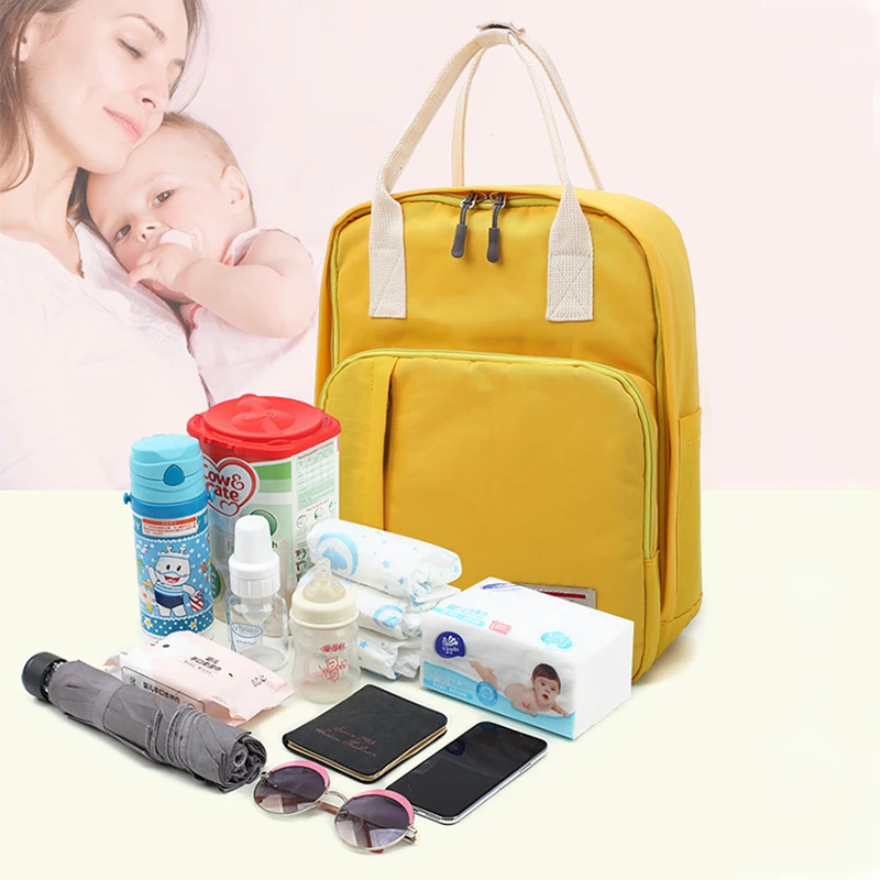 

Pure Color Baby Diaper with Handbag Simple and Elegant Baby Milk Powder and Clothing Storage Bag Fashion Mommy Backpack