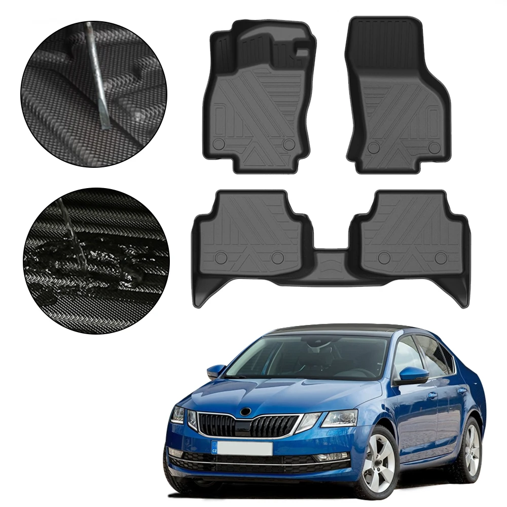 MOTOS Rubber Boot Mats Fits For Skoda Octavia III 2012-2020 Improve - View #7