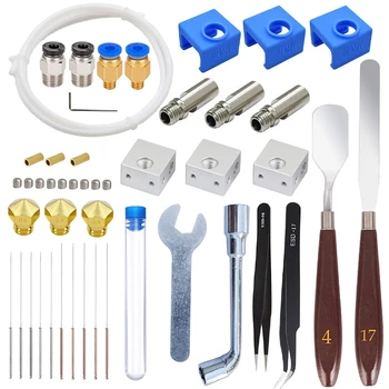 

34 Pcs 3D Printer Accessory Kit, MK10 Nozzle Cleaning Tool Set with Nozzle Hose, Silicone Cover, Cleaning Tool