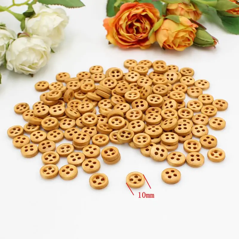 100pcs or 200pcs/lot Mix mini buttons for doll craft scrapbooking wood small buttons 9mm -10mm diy crafts Supplies Home Decor 4