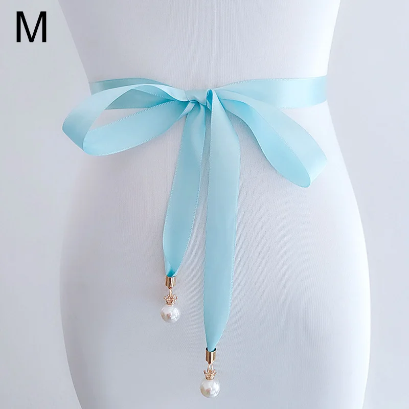 Pearl Pendant Prom Dress Belt High Quality Double Sided Satin Sash Pearl Sash Thin Bridal Gown Wedding Belt for Woman Waist black corset belt Belts