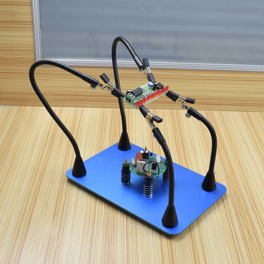 Toolour Soldering Third Hand Magnetic PCB Board Fixed Clip 4pcs Flexible Arms Crocodile clip Welding Station Repairing Tool