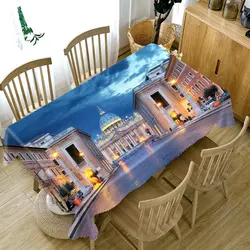 3D замок, домик с пейзажным узором пылеотталкивающая скатерть из плотного хлопка прямоугольная/круглая скатерть для свадебного пикника