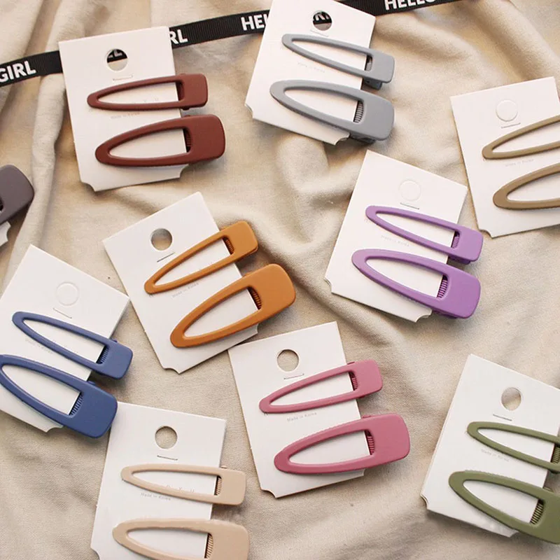 

2Pcs/set Texture Scrub Hairpin Hair Clip Women Girl Simple Side Clip Hairpins Hair Accessories Styling Tools