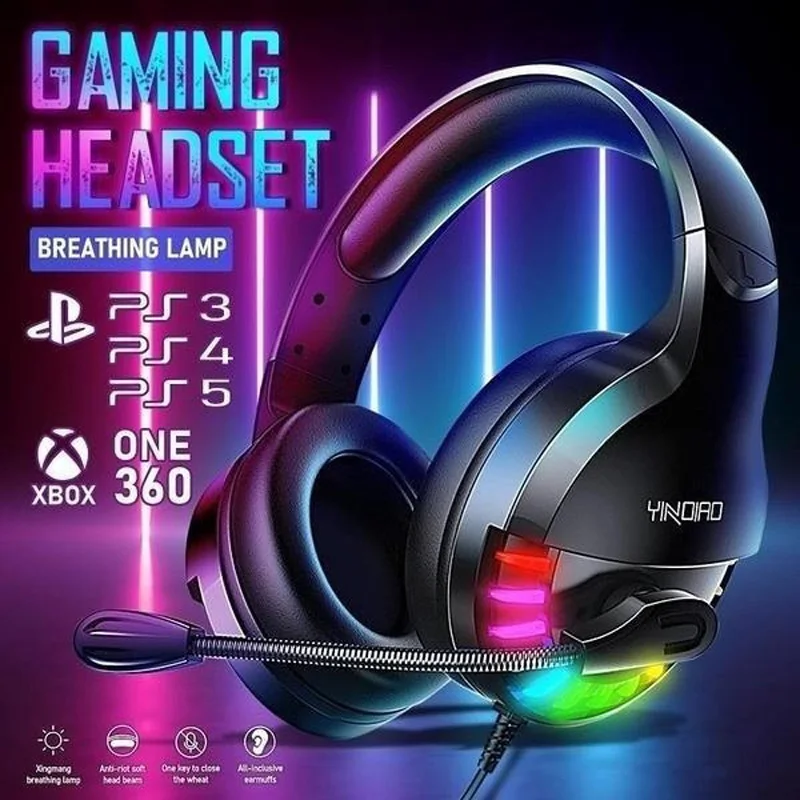Wired Gaming Headset HiFi Pro Stereo LED Gamer Headphone Bass Surround Headphones with Noise Cancelling Mic gamer accessories