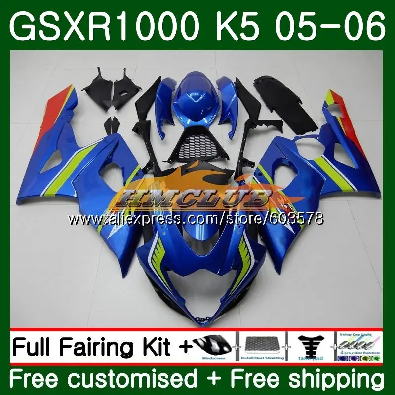 Комбинезоны для SUZUKI GSXR-1000 1000CC GSXR1000 05 06 синий глянец 11CL. 119 GSX R1000 05 06 K5 GSX-R1000 GSXR 1000 2005 2006 обтекатель - Цвет: No. 1