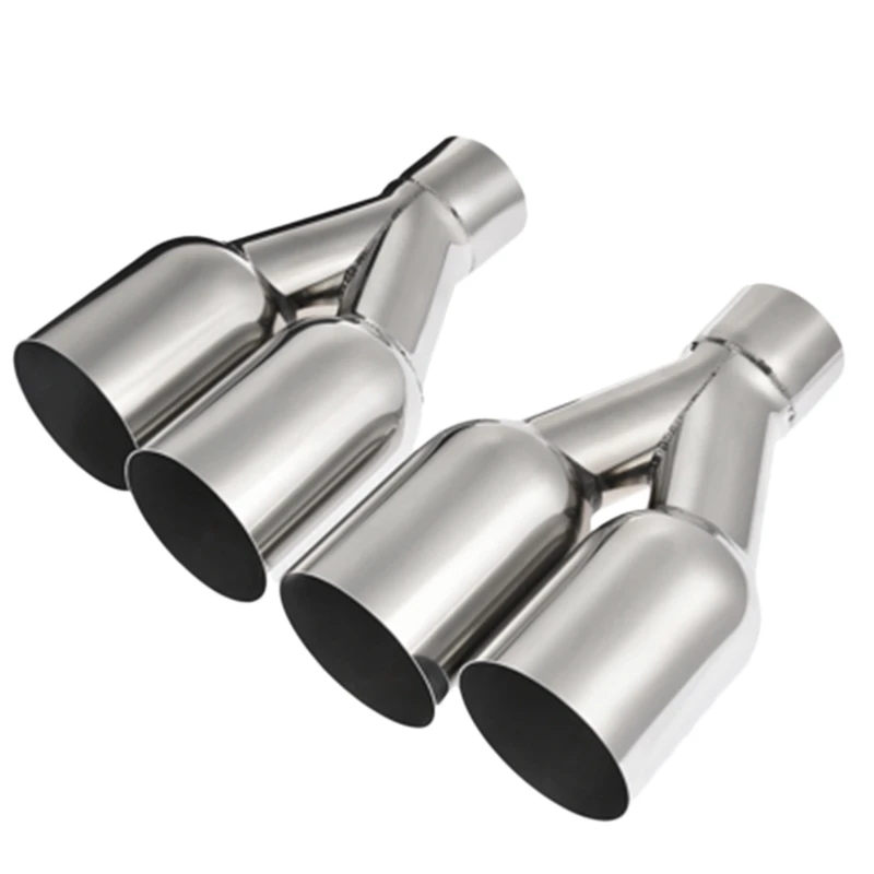 

Muffler Dual Exhaust Pipe Tip Polished Stainless Steel 2.5 inchIn 3.5 inchOut 10.25 inchL