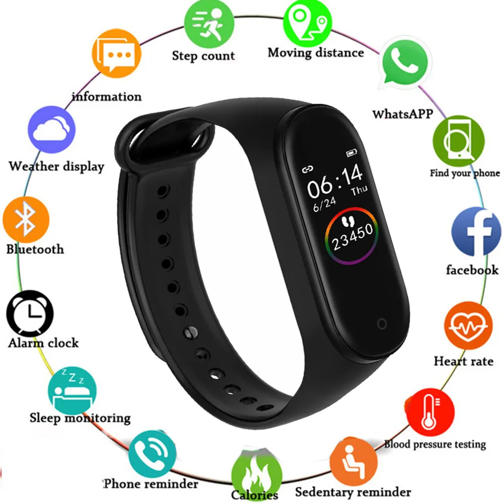 

M4 Smart Bracelet Heart Rate Blood Pressure Sleep Monitor Multiple Sports Modes