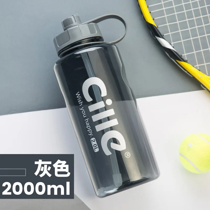 Cille бренд 1000 мл BPA бесплатная Спортивная бутылка для воды с соломой 1L 2L 3L