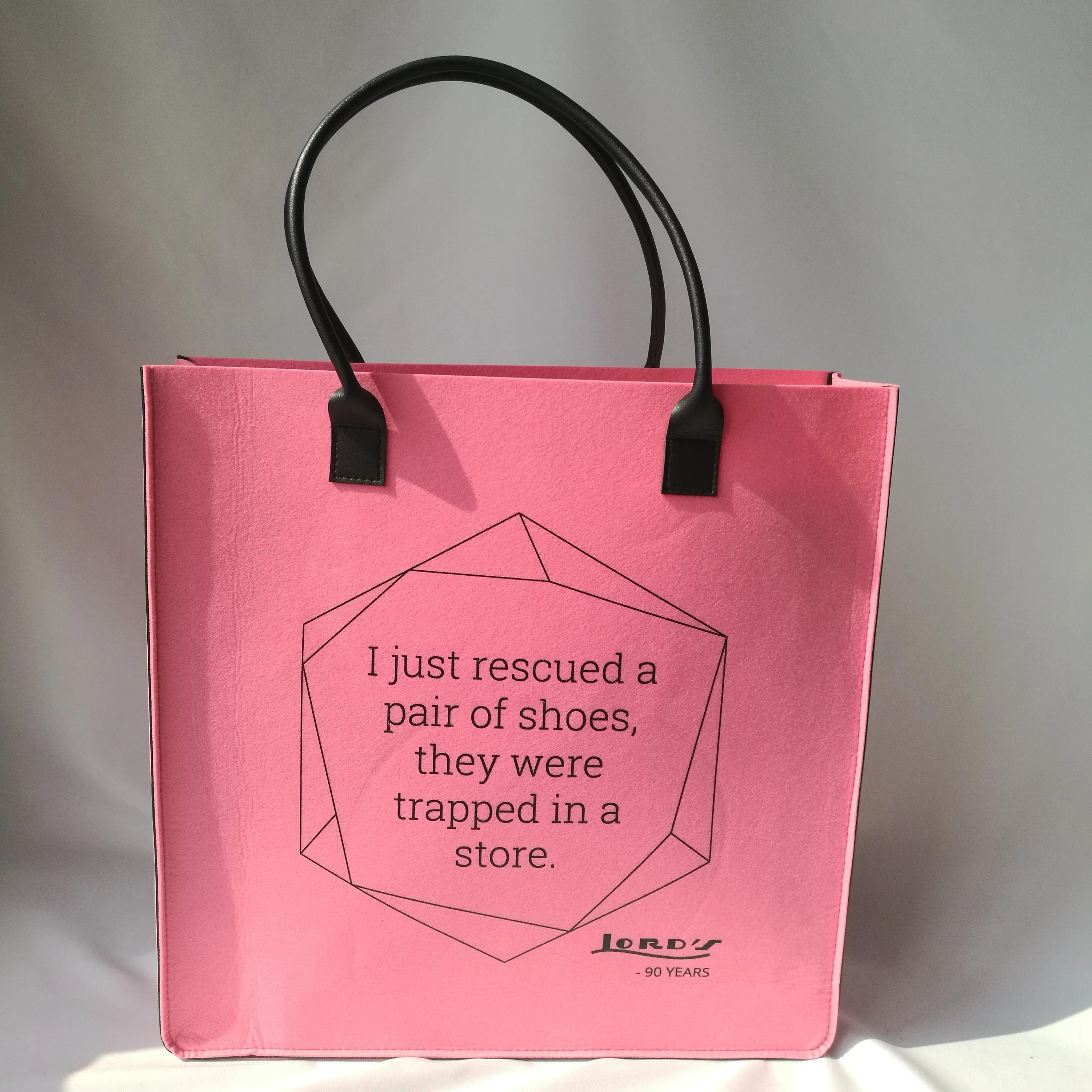 300 шт./лот 35x45x10 см роскошные переработанные розовые фетровые сумки для покупок с кожаной ручкой для одежды и обуви Вечерние