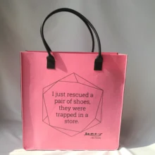 300 шт./лот 35x45x10 см роскошные переработанные розовые фетровые сумки для покупок с кожаной ручкой для одежды и обуви Вечерние