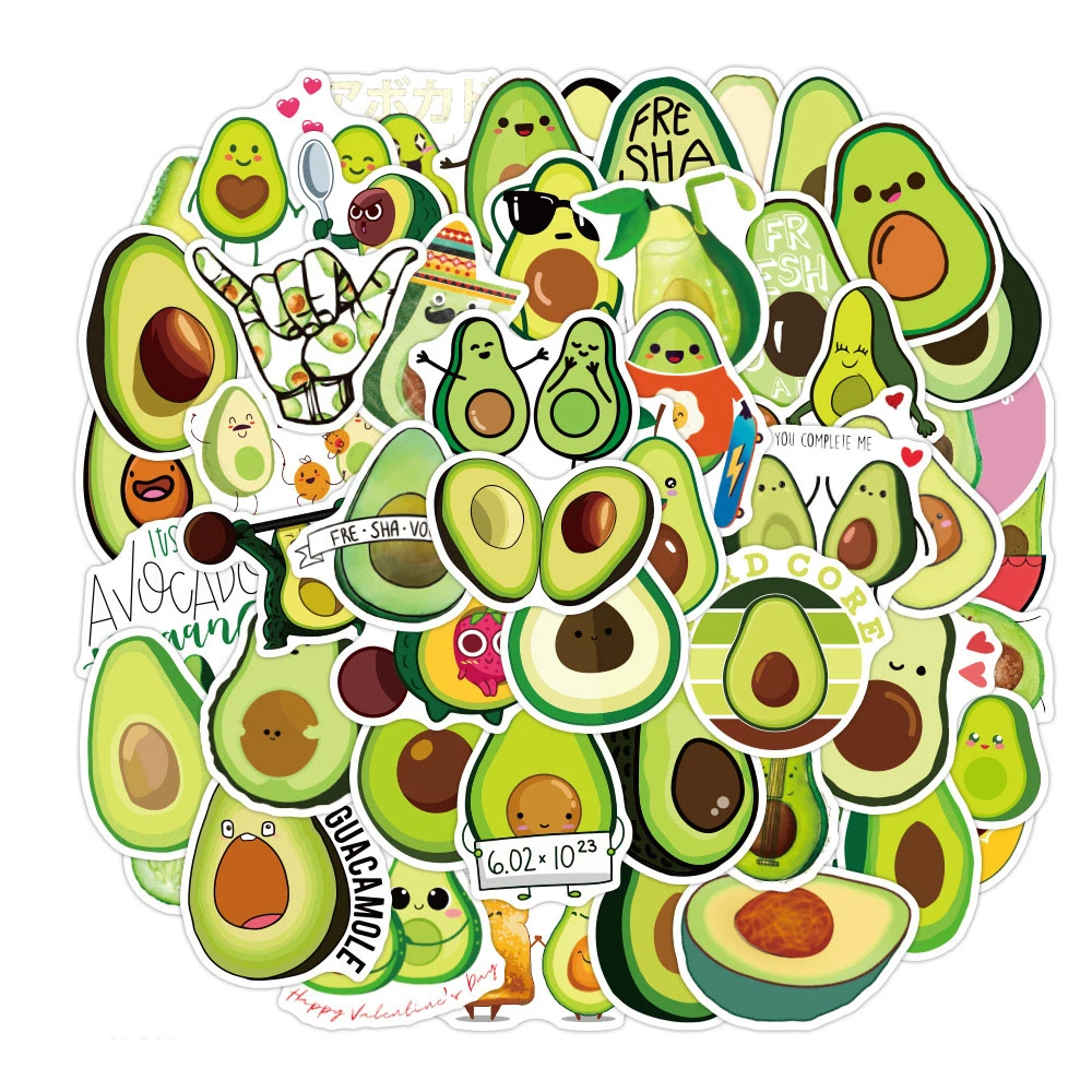 50ピース パックカワイイフルーツアボカド 落書きステッカー 子供用 ギターボトル ノートブック 電話 スケートボードデカール おもちゃ Stickers Aliexpress