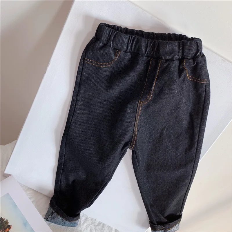 Unibaby2019 Весна и Лето Южная Корея мягкие стирающиеся джинсы эластичные трикотажные Детские универсальные хорошая одежда Гусеничный