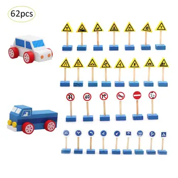 

Kindergarten Teaching Aids Traffic Knowledge Game Cards Wooden Puzzle Early Education Teaching Aids Traffic Signs Cognitive Toys