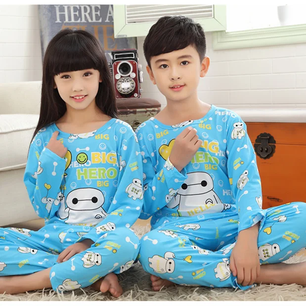 Детские пижамы для девочек и мальчиков, осенне-зимняя Пижама, костюмы милые пижамы для малышей, пижамы с героями мультфильмов для подростков, комплект домашней одежды для детей - Цвет: dabai