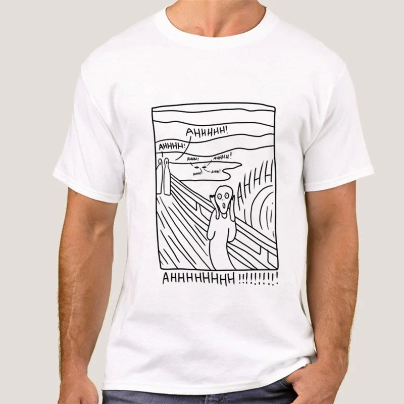 Летние футболки с надписью The Scream Модные круглым вырезом и короткими рукавами