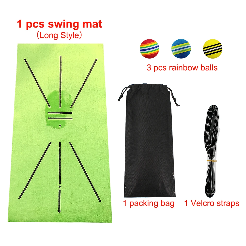 Golf Swing Mat Hitting Batting Direction Mark Trace Indoor Home 11.8“ x 23.6" Training Pad w 3 Pcs Practice Ball | Спорт и