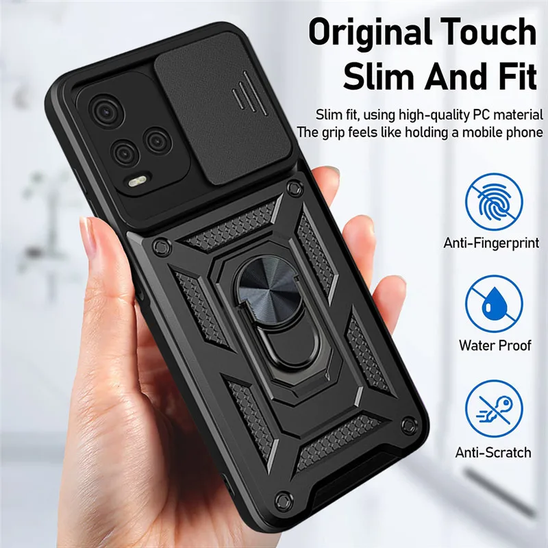 Slide Camera Shockproof Armor Phone Case For Vivo Y21 Y21S Y33S Y20 Y30 Y15S Y15A Y76S Car Magnetic Holder Ring Stand Back Cover bellroy case