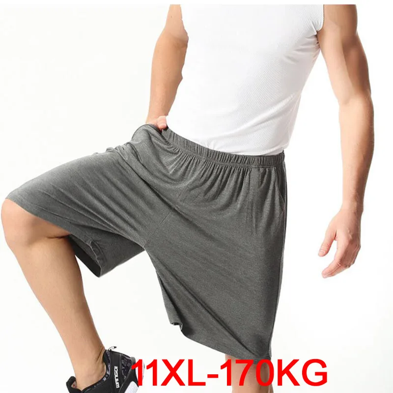 Pantalones cortos de algodón para hombre, Shorts de talla grande 9XL 10XL 11XL, suaves y cómodos, de cintura elástica azul marino, delgados y transpirables, para verano