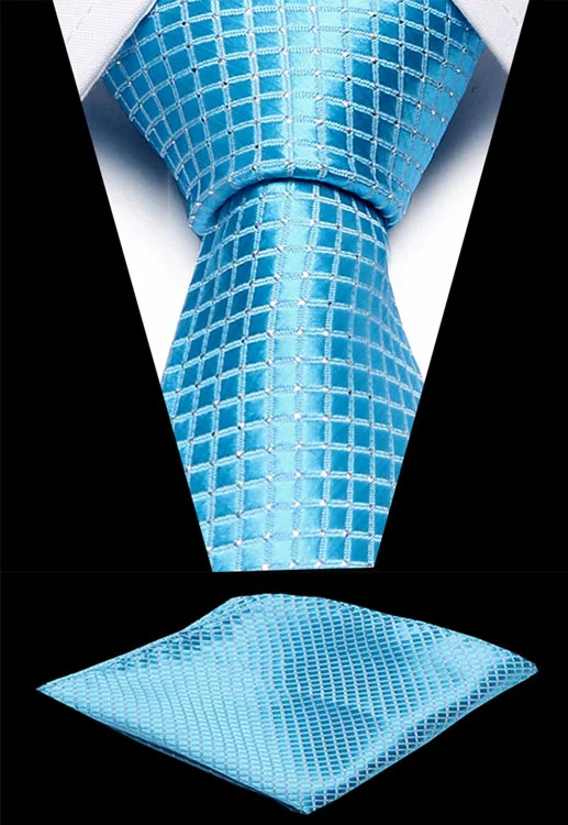 

100% Silk New Male Fashion Tie Men's 7.5cm Necktie Handkerchief Wedding Tie Hanky Sets