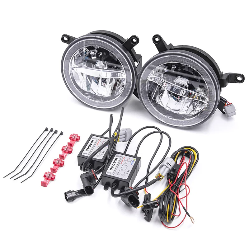 Fit For Ford Mustang GT 05-09 Center Hood Grille Led Driving Fog Lights W/ DRL Halo Daylights Car-Styling