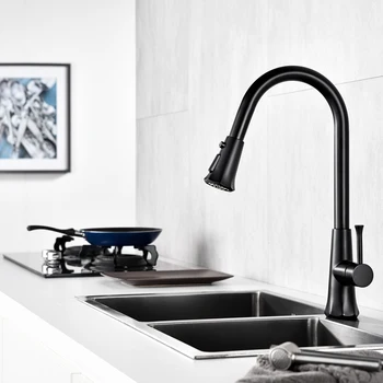 

Pull Out Kitchen Faucet High Arc Bathroom Faucets Basin Sink Faucet Pull Down Sprayer 360 Degree Swivel Single Handle Water Tap