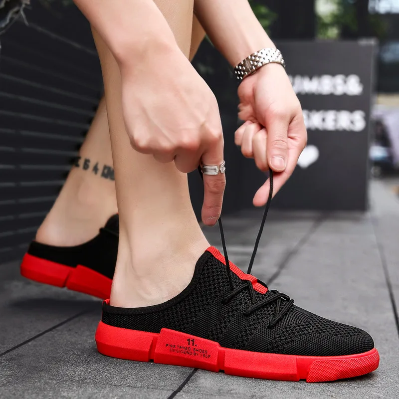 

Spring Punched Sheet Shoes Casual Board Shoes Trend Summer Fly Woven Hollow out Athletic Shoes Slip-on Lazy Shoe MEN'S SHOES