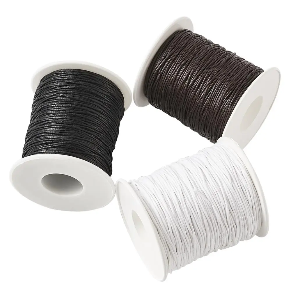 Waxed Cotton Cord For Bracelets Necklace Making DIY Finding Black 0.5mm 90M