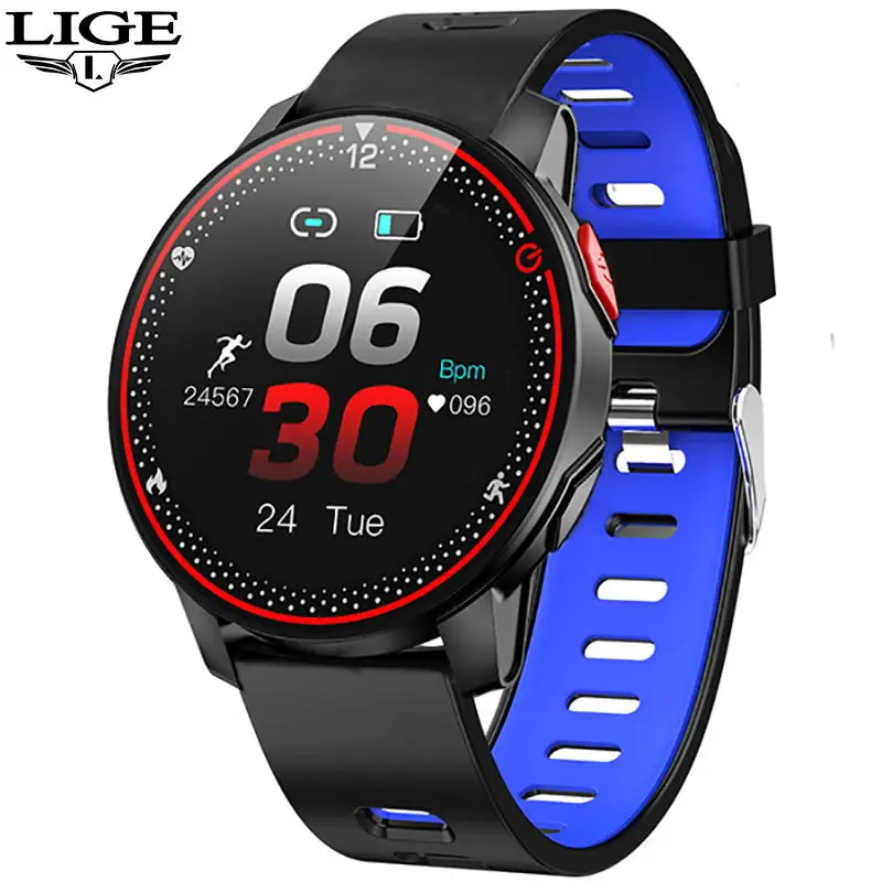 

NEW LIGE New IP68 Waterproof Smart Watch Luxury Men Women Fitness Tracker For Android IOS Phon Full Touch Screen Smartwatch+Box
