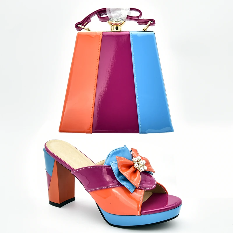 Женская дизайнерская обувь Роскошный итальянский комплект из туфель и сумочки