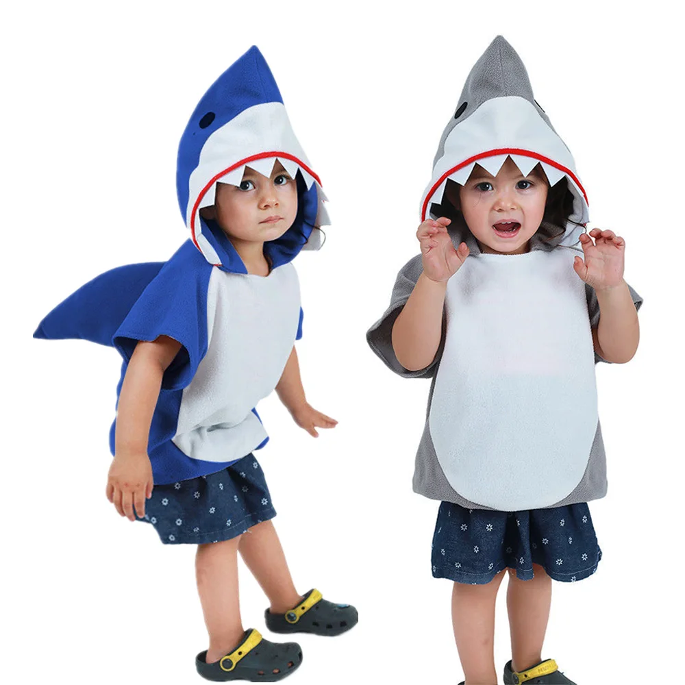 

Children Cute Shark Hoodies Polar Fleece Cozy Boys Girls Halloween Animals Cosplay Costume Carnival Easter Purim Fancy Dress