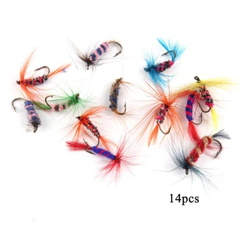 

64pcs Insect Fly Fishing Hook Lure Bait Set Realistic Butter Nymph Scud Fly For Trout Fishing Pesca Feather+high Carbon Steel