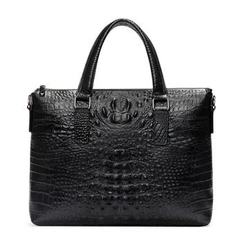 

2019 new leather men's crocodile pattern handbag business shoulder bag leather men's briefcase Messenger bag