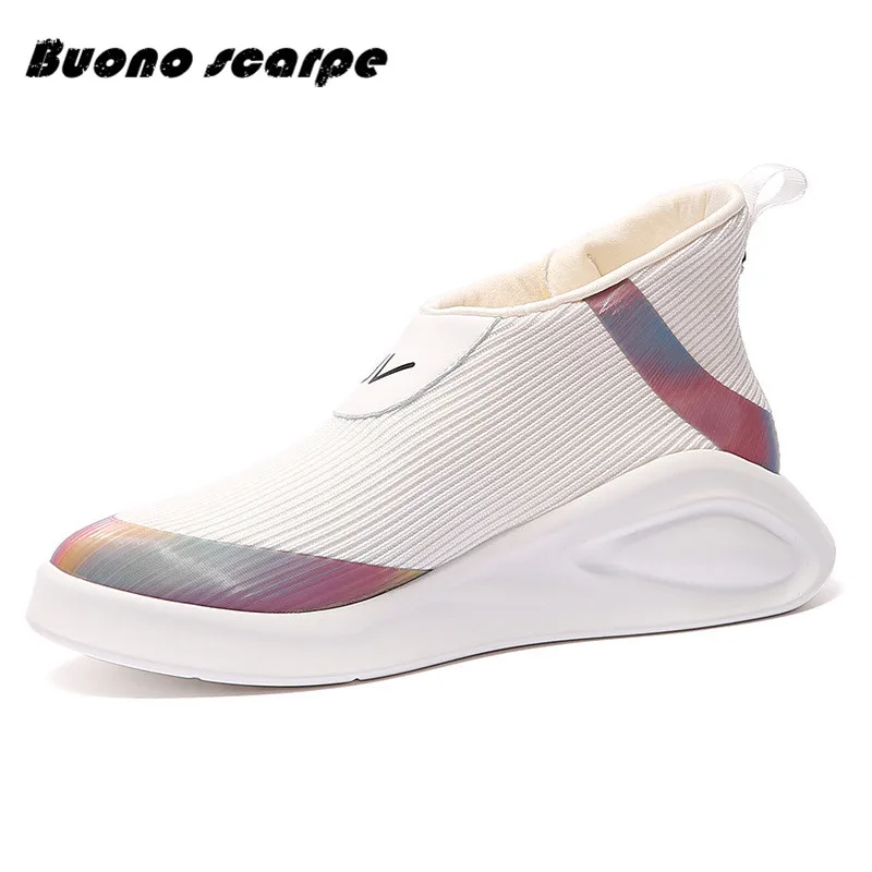 Buonoscarpe/белые кроссовки Новинка женские повседневные носки черные на платформе с
