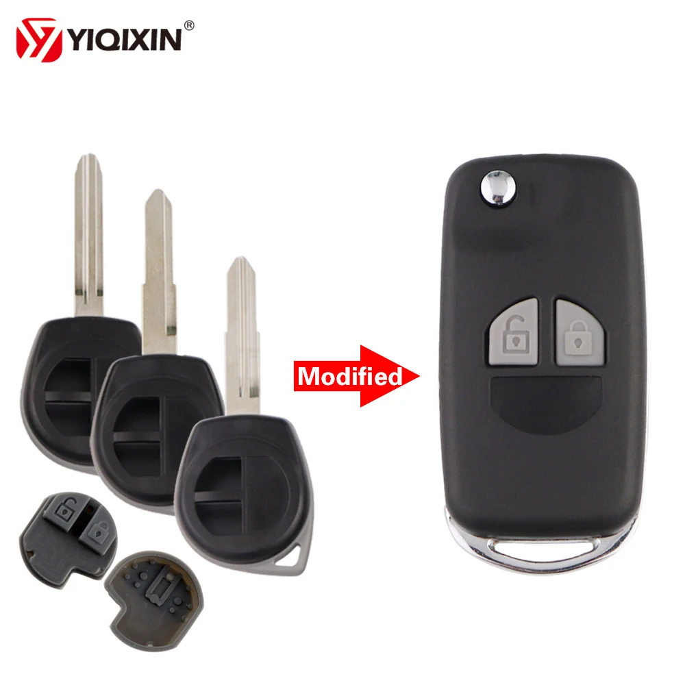 

YIQIXIN Modified Flip Folding Car Remote Key Case Shell For Suzuki WIFT SX4 ALTO Splash Vauxhall Agila 2005-2010 Rubber 2BTN Pad