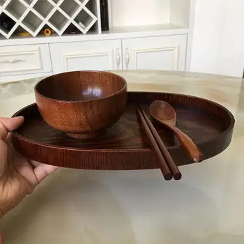 

Oval Shape Wood Pan Plate Fruit Dishes Saucer Tea Tray Dessert Dinner Bread Wooden Plates