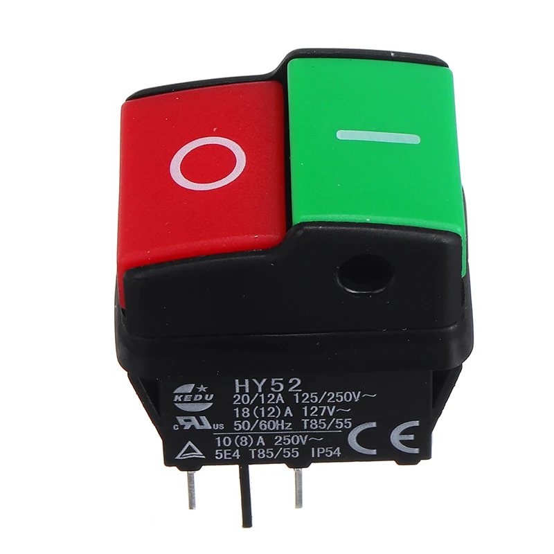 

KEDU HY52 250V 12A 4Pins Electric Pushbutton Switch Waterproof Pushbutton Machine Saw Cutter Drill On Off Switches Control Box