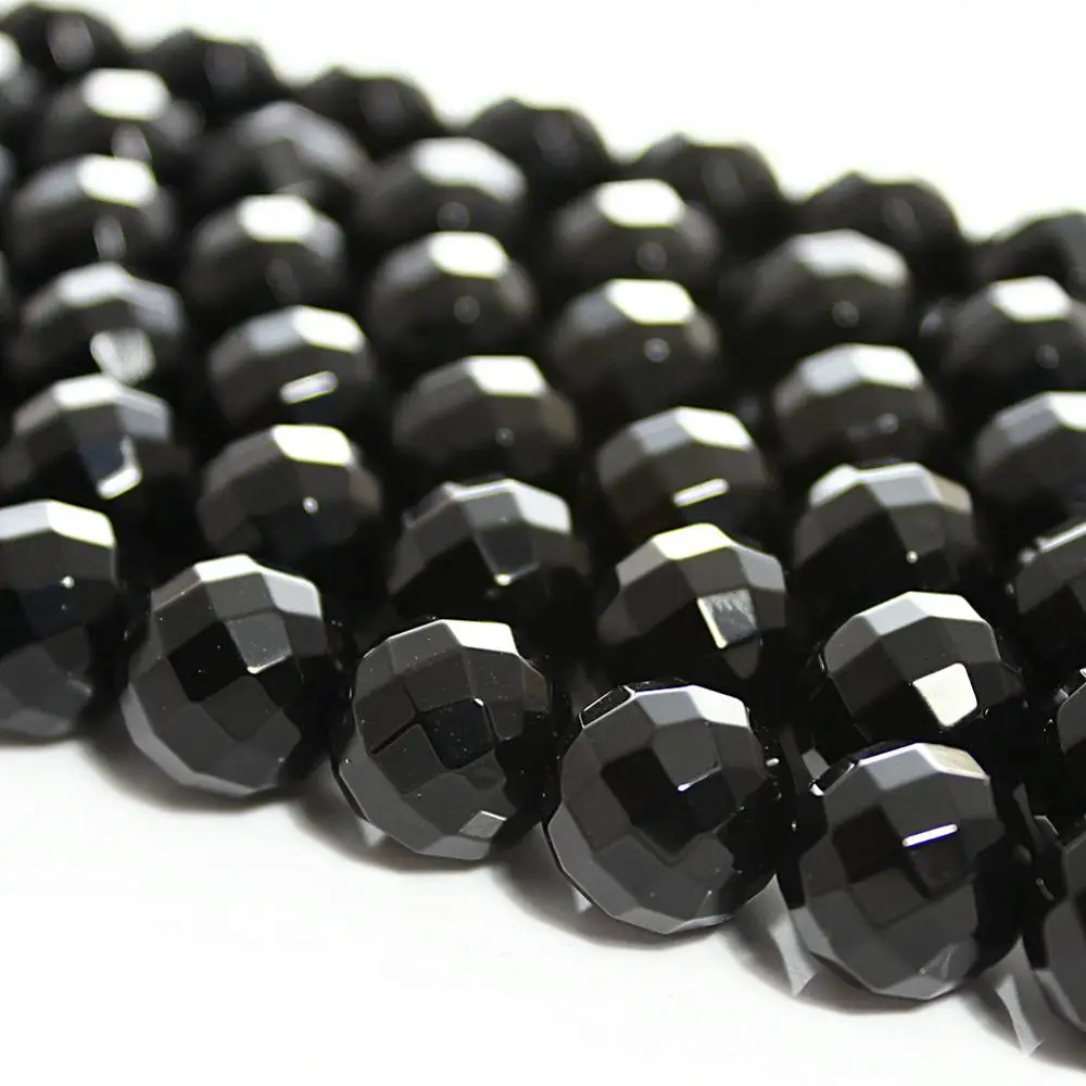 

Natural Round Black Onyx 64cut Faceted Agate Carnelian Gemstone Loose Beads 4 6 8 10mm For Necklace Bracelet DIY Jewelry Making