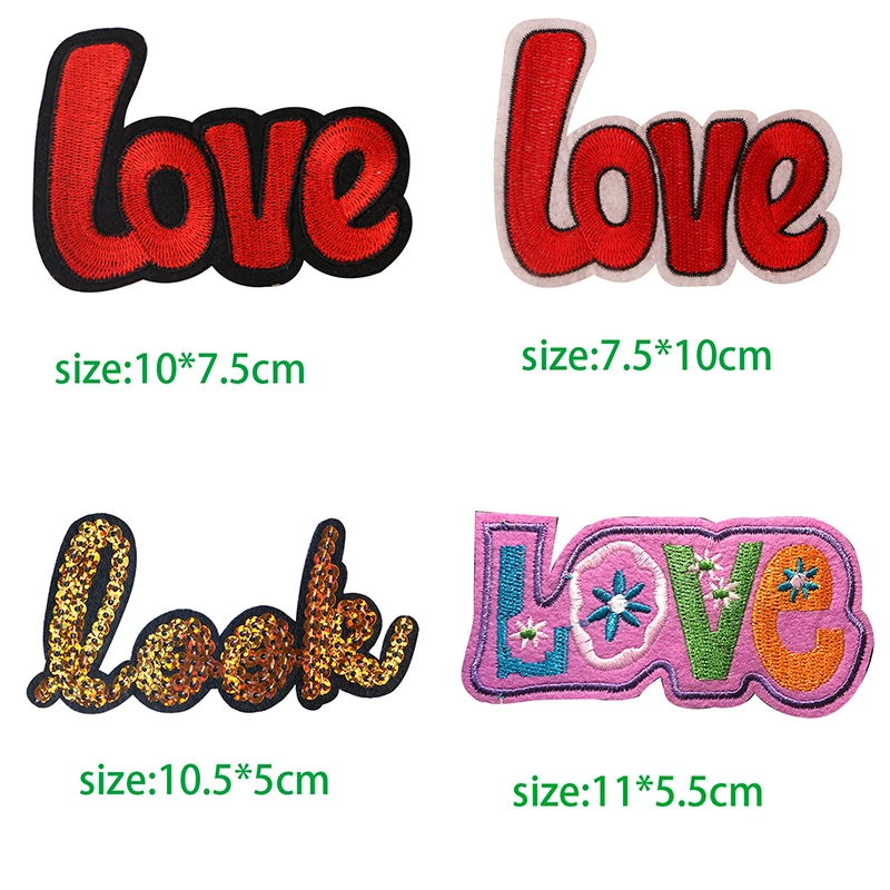 

2 Pcs Cartoon Decorative Shiny Love Sequins icon Embroidered Applique Patches For DIY Iron on Badges Stickers on a backpack