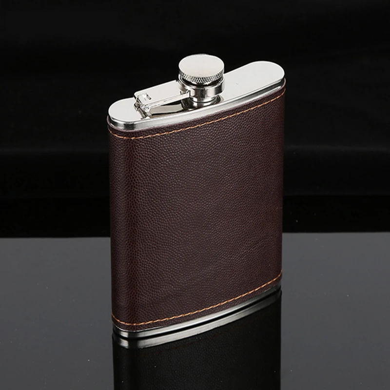 6oz (Brown) Бедра фляга 6 унций нержавеющая сталь колба открытый алкоголь Виски Ликер фляга из искусственной кожи защитный карман фляга портативный бедра фляжки - Цвет: 6oz (Brown)