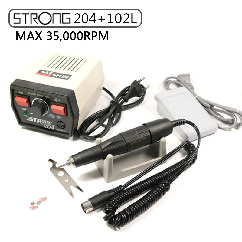 

65W 35000RPM Strong 204 102L-2.35 Electric Nail Drills Machine Manicure Pedicure File Bits Nails sculpture polish Art Equipment