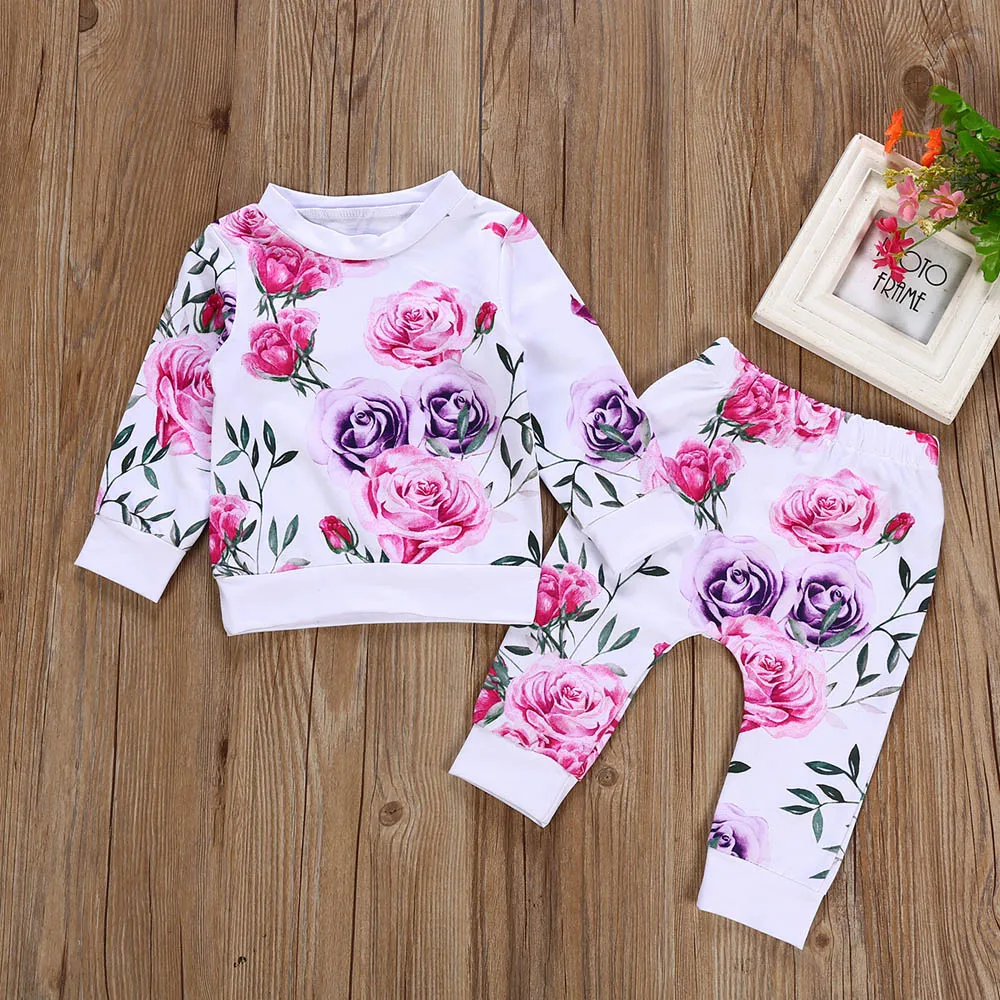 Roupa/комплекты со штанами для новорожденных детей 0 мес.-24 мес., одежда комплект из 2 предметов для девочек и мальчиков, футболка с цветочным принтом bebe